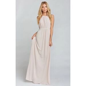 Show Me Your Mumu Women's Amanda Blouson Open Back Gown‎ in Beige Small $178 NWT